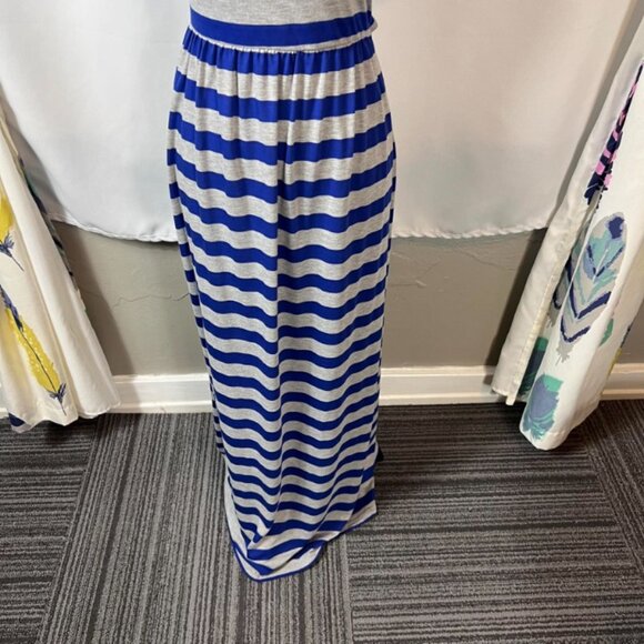 Bailey Girl Royal Blue & Gray Striped Cutout Maxi Dress Size M - Picture 5 of 10